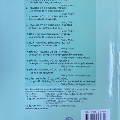 Bài tập Hoá học vô cơ, Quyển III, Hoá học các nguyên tố - A. Nguyên tố tiêu biểu, B. Kim loại chuyển tiếp