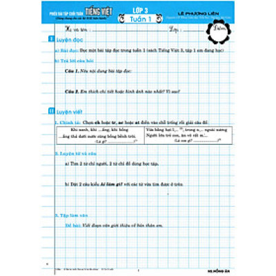 Phiếu Bài Tập Cuối Tuấn Môn Tiếng Việt Lớp 3 (Biên Soạn Theo Chương Trình GDPT Mới) - HA