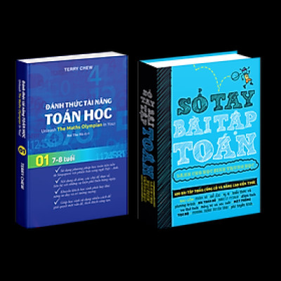 Combo sách sổ tay bài tập toán, đánh thức tài năng toán học 1 (bộ 2 cuốn ), tổng hợp kiến thức toán - Á Châu Books, bìa cứng, in màu