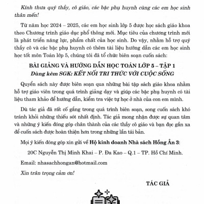 Bài Giảng Và Hướng Dẫn Học Toán Lớp 5 - Tập 1 (Dùng Kèm SGK Kết Nối Tri Thức Với Cuộc Sống) - HA