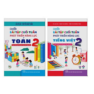 Sách - Combo Phiếu bài tập cuối tuần phát triển năng lực Toán + Tiếng Việt lớp 2 ( Kết Nối )