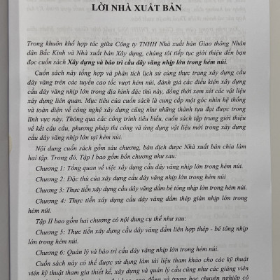 Sách - Xây Dựng Và Bảo Trì Cầu Dây Văng Nhịp Lớn TRong Hẻm Núi (Tập 1)