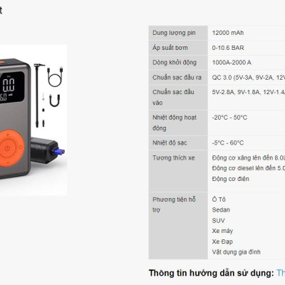 KÍCH BÌNH BƠM LỐP VIETMAP 4 TRONG 1