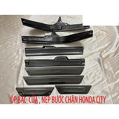 Ốp bậc cửa , nẹp bước chân Honda City 2021-2022 cao cấp -mẫu Titan 8 chi tiết