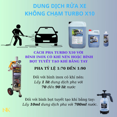 Turbo X10 - 5 lít - Dung dịch rửa xe không chạm - Nước rửa xe bọt tuyết - Ekokemika