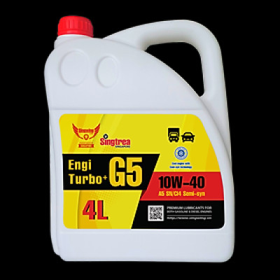 Dầu nhớt Singtrea Engi Turbo+ G5 10w-40 SN/CI4 Semi-Synthetic 4L dành cho xe ô tô
