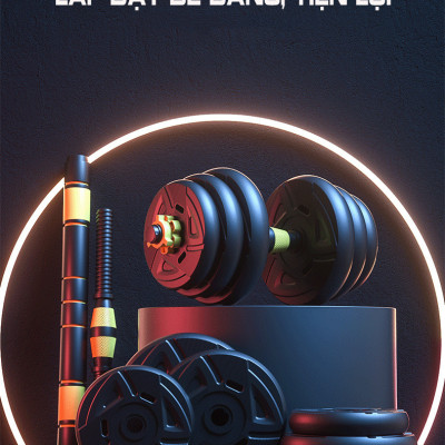 Bộ Tạ Tay Đa Năng Điều Chỉnh 20kg Thiết Kế Mới Chính Hãng Đại Nam Sport + Tặng Găng Tay Tập Tạ