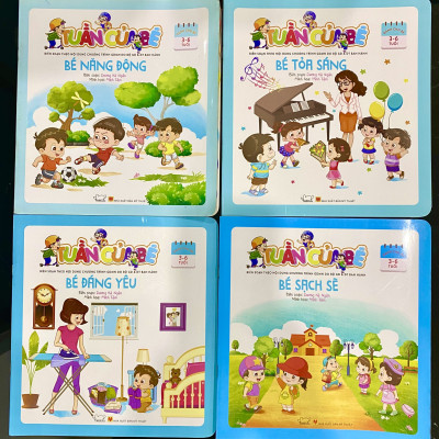 Sách Rèn Luyện Tính Cách Cho Bé 3-6 Tuổi - Bé năng động, tỏa sáng, đáng yêu, sạch sẽ - Tuần của bé tháng 8 (Combo 4 cuốn)