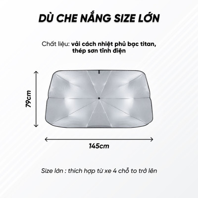 Ô Che Nắng Ô Tô Kính Lái Phủ Bạc Cao Cấp Chống Nắng, Chống Tia UV Hiệu Quả