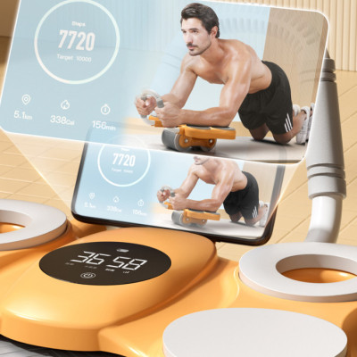 Dụng Cụ Tập Cơ Bụng, Con lăn Tập GYM Thế Hệ Mới,Có Đồng Hồ Tự Động,Đàn Hồi Cho Nam,Nữ Tại Nhà(Tặng thảm+Cáp Sạc)