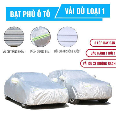 Bạt che phủ xe ô tô 4 đến 7 chỗ vải dù Oxford Cao Cấp, bạt trùm xe bán tải vải dù, bạt phủ ô tô 3 lớp chống nóng