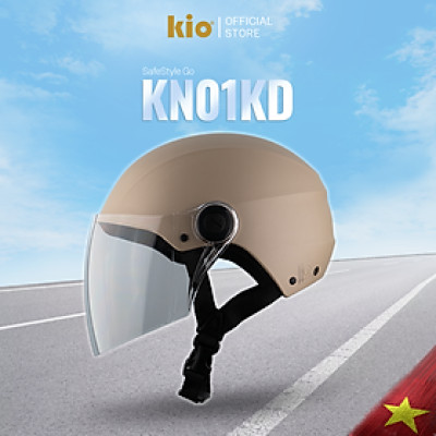 Mũ Bảo Hiểm Nửa Đầu Kio SafeStyle Go KN01KD, Kính Dài Phủ Nano Chống Tia UV, Lớp Lót Kháng Khuẩn