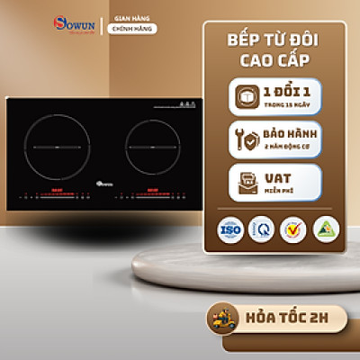 Bếp Điện Từ Đôi Nhập Khẩu SOWUN SW1222 ,Mặt Kính CERAMIC Cao Cấp Chịu Được Nhiệt Độ Cao