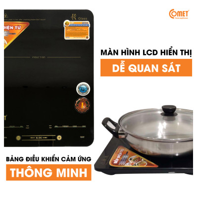 Bếp điện từ cảm ứng Comet CM5428 – Công suất 2000W, mặt kính chịu nhiệt, thiết kế siêu mỏng – Hàng Chính hãng bảo hành 12 tháng