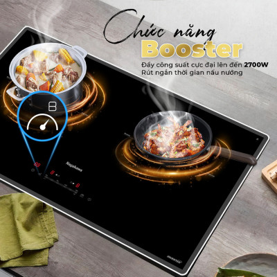 Bếp đôi điện từ Nagakawa UltraSlim NK2C29MB - Hàng Chính Hãng