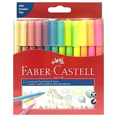 Bút Lông 12 Màu Connector Pastel & Neon - Faber-Castell