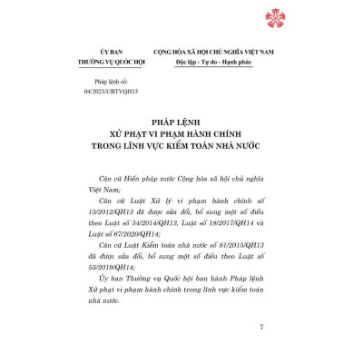 Pháp lệnh xử phạt vi phạm hành chính trong lĩnh vực kiểm toán nhà nước