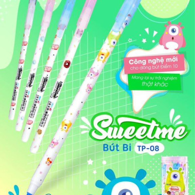 Bút Bi Điểm 10 0.6 mm Sweetme Thiên Long TP-08 - Mực Đen (Mẫu Màu Giao Ngẫu Nhiên)