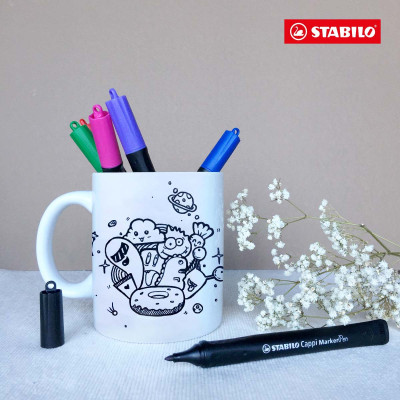 Combo bút lông dầu STABILO Cappi MarkerPen (MK169) - Bộ 3 bút xanh + đen + đỏ (MK169-C3A)