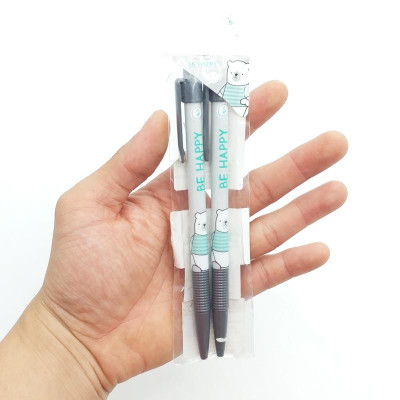 Vỉ 2 Viết Bic Moshi 078 - Màu Xám - Be Happy