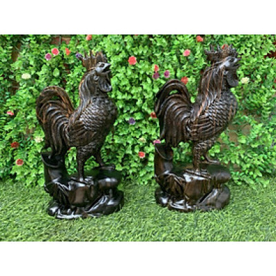 Tượng con gà trống bằng gỗ mun kt cao 30×15×9cm