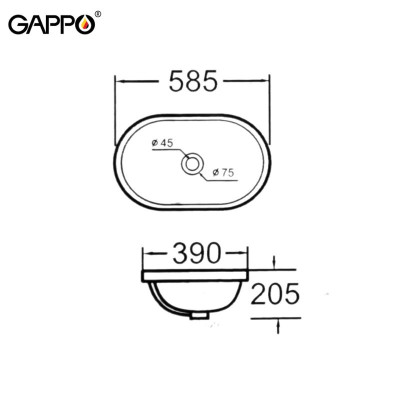 CHẬU SỨ LAVABO ÂM BÀN NHẬP KHẨU NGA GAPPO GT314 OVAL MEN TUYẾT - HÀNG CHÍNH HÃNG