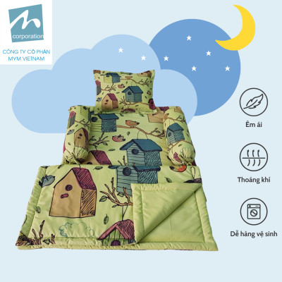 Bộ chăn gối nệm 5 chi tiết cho trẻ em MYM chất liệu vải Microfiber in hoạ tiết đáng yêu, mềm mại, thấm hút