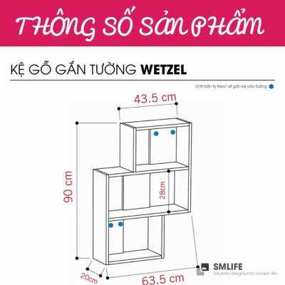 Kệ gỗ trưng bày kiểu dáng nhỏ gọn SMLIFE Wetzel