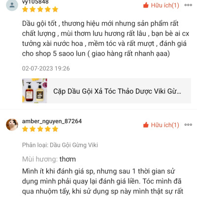 Dầu Gội VIKI Gừng Bồ Kết, Ngăn Rụng Tóc, Kích Mọc Tóc 300ml