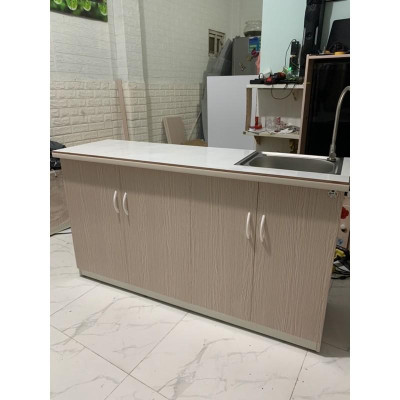 Tủ bếp nhựa đài loan có bồn và dán gạch 145x80(TPHCM)