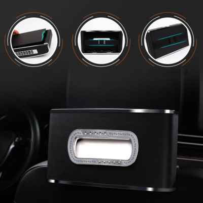 Hộp đựng khăn giấy kiêm bảng sdt và đồng hồ cao cấp đặt taplo ô tô, xe hơi TB-6137