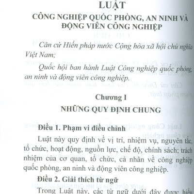 Luật Công Nghiệp Quốc Phòng, An Ninh Và Động Viên Công Nghiệp Năm 2024