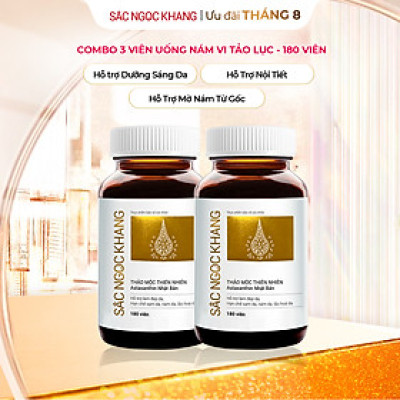 Combo 2 hộp Viên uống Sắc Ngọc Khang Vi Tảo Lục (60 viên) giúp trẻ hóa làn da xua tan vết nám, hỗ trợ cân bằng nội tiết tố, bổ huyết, điều kinh, cho làn da sáng khỏe từ bên trong