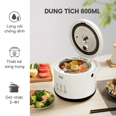Nồi cơm điện tử mini Lebenlang LBL0582, 800ml, 300W, thiết kế hiện đại, bảo hành 2 năm - hàng chính hãng