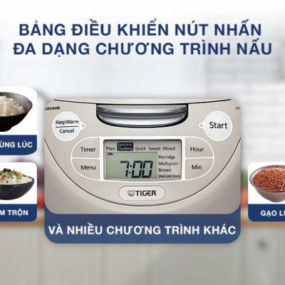 HÀNG CHÍNH HÃNG: Nồi cơm điện Tiger dung tích 1.8l JAX - S18W MADE IN JAPAN 
