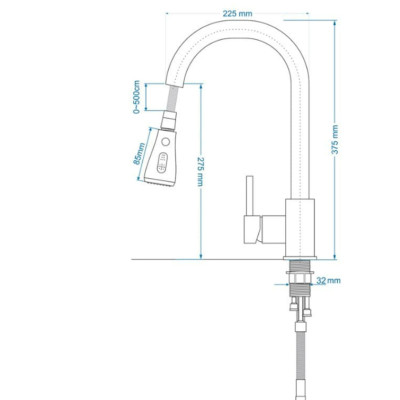 Vòi rửa nóng lạnh cao cấp dây rút xoay 360 inox mạ tĩnh điện chân không màu đen Juno sofa Teady VCCT-3047D