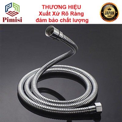 Dây vòi hoa sen tắm nóng lạnh Pimisi bằng inox 304 với đầu dây đồng thau không gỉ phù hợp với mọi sen tắm trong nhà vệ sinh dài 150cm chống xoắn - mạ xi sáng bóng - ống mềm cấp nước và dùng được cho cả vòi xịt nhà vệ sinh phòng tắm | Hàng chính hãng