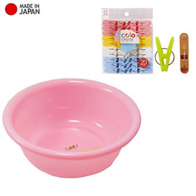 Combo chậu nhựa tròn 2.9L + set 20 kẹp phơi quần áo - made in Japan
