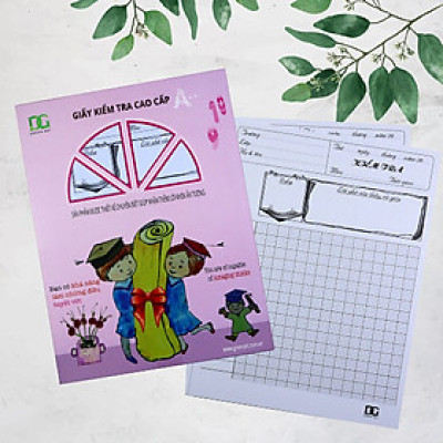 Giấy kiểm tra kẻ 4 ô ly rõ đẹp giấy dày 100gsm viết êm không lem không hằn, bảng điểm lời phê vẽ sẵn tiện lợi, 15 tờ đôi  GKT02 Green Art - Hàng chính hãng