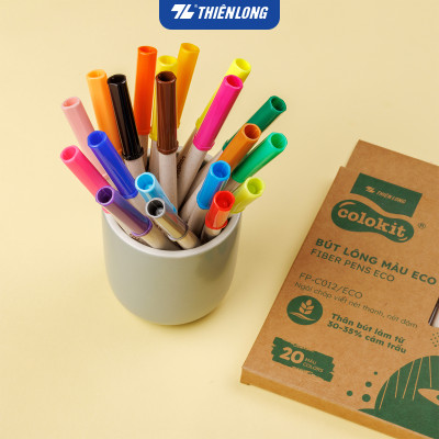 Bút lông 20 màu Fiber Pen Thiên Long Colokit ECO Style FP-C012/ECO - Chất liệu từ vỏ cám trấu