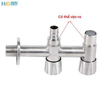 Vòi nước 2 đầu xả vặn đa năng inox 304 ren 21 Hobby home decor VIN4