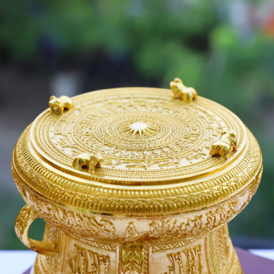 Trống đồng mạ vàng 24K (F7 x 6,5 cm)