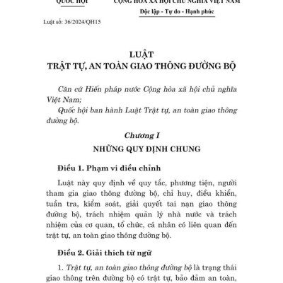 Luật trật tự, an toàn giao thông đường bộ năm 2024 - bản in 2024