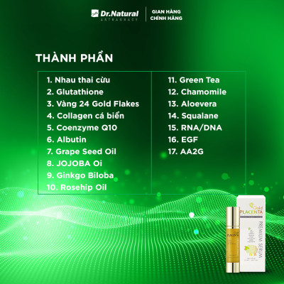 Bộ Sản Phẩm Trắng Da, Đẹp Da Sâu Bên Trong Dr Natural | Viên Uống Trắng Da + Serum Trắng Da Nhau Thai Cừu Glutathione