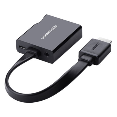 Cáp Chuyển Đổi HDMI Sang VGA + Audio Cáp Dẹt Có Nguồn Phụ Ugreen 40248 - Hàng Chính Hãng