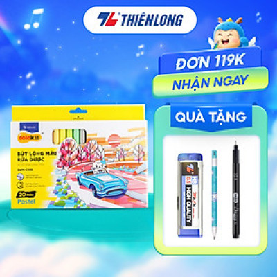 Bút lông màu Fiber Pen 20 màu Pastel Thiên Long Colokit rửa được an toàn sử dụng tô màu, vẽ tranh, calligraphy SWM-C008