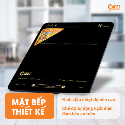 Bếp điện từ cảm ứng Comet CM5428 – Công suất 2000W, mặt kính chịu nhiệt, thiết kế siêu mỏng – Hàng Chính hãng bảo hành 12 tháng