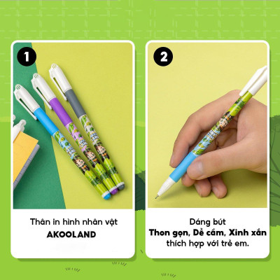 Hộp 20 Bút Gel 0.5 mm - Nhân Vật Akooland Tahi - Thiên Long Gel-012/AK - Mực Tím