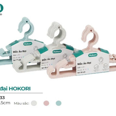 Set 10 Móc Treo Quần Áo Đại Hokori 2833, Mắc quần áo người lớn nhựa Việt Nhật cao cấp