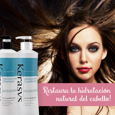 Bộ dầu gội/xả Kerasys Moisture cân bằng độ ẩm cho tóc xơ rồi Hàn Quốc (2x600ml) tặng kèm móc khoá